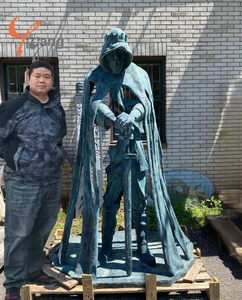 Statue en bronze grandeur nature Figure de chevalier médiéval conçue sur mesure Art abstrait en métal-cadeau de Sculpture en laiton en bronze du roi <span class=keywords><strong>Arthur</strong></span> - Product Image 1