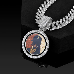 Conjunto de Collar con Colgante de <span class=keywords><strong>Foto</strong></span> para Parejas, Chapado en Oro de 14K, Estilo Moderno para Aniversario, Cadena Cubana con Incrustaciones de Diamantes, Joyerí<span class=keywords><strong>a</strong></span> Hip Hop <span class=keywords><strong>a</strong></span> Juego - Product Image 2