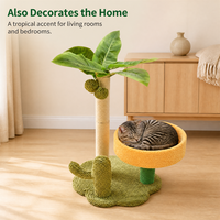Arbre à chat en forme de palmier en gros avec lit pour chat, griffoir en sisal, petite tour en bois pour chats d'intérieur OEM ODM