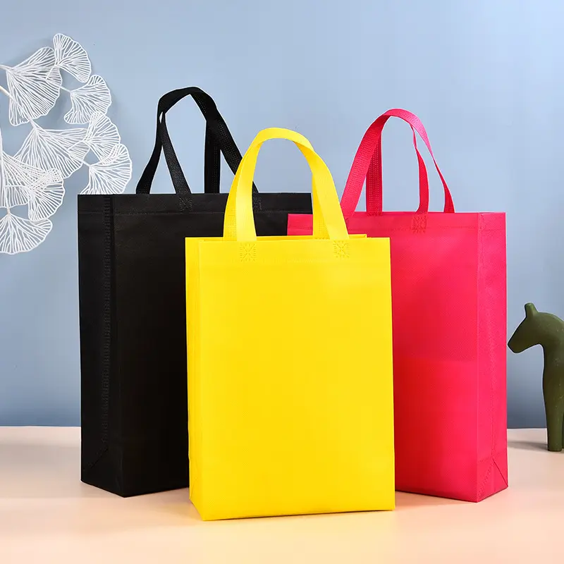 Sac à provisions non tissé recyclé écologique avec logo imprimé personnalisé sac fourre-tout d'épicerie non tissé avec poignée vente en gros bon marché