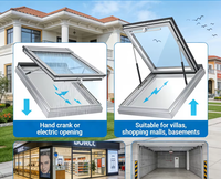 Puits de lumière en verre en alliage d'aluminium, ouverture manuelle et électrique, étanche et résistant au vent, adapté aux villas et aux sous-sols