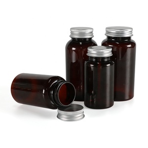 PET 100ml 120ml 150ml 250ml Thin Bottle with Aluminum Curve Cap Plastic Amber <b>Capsule</b> Health Nutrition Supplement Bottles - Product Image 5