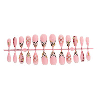 Nouveauté 2026 – Faux ongles flexibles à motif floral léopard, à presser, détachables, longs et pointus, pour nail art, mignons, pour salon, 24 pièces
