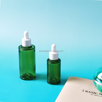 Ensemble de sérum pour le visage coréen en PETG de luxe, vert mat, lotion de soin du corps et des cheveux, avec étiquette et impression de logo