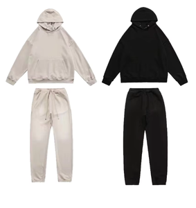 Conjunto de Sudadera con Capucha y Pantalones Deportivos para Hombre, de Alta Calidad, con Logotipo Personalizado, Talla Grande, Forro de Felpa, Estampado, Algodón Grueso - Product Image 2