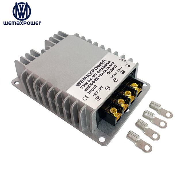 Wemaxpower Waterproof Battery to Battery 9-16V to 14.6V Max Charge Current 10A DC to DC Lithium Life-po4 Battery Charger