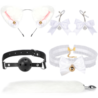Kit de bondage complet : Collier, bandeau, bâillon, plug anal en métal extensible, plug anal en silicone et tête de renard pour femme
