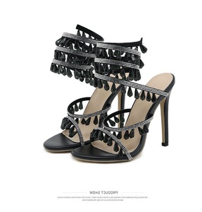 Nouvelles sandales de luxe 2026 à talons hauts fins pour femmes, ornées de strass et de bijoux, pour mariage - Product Image 6