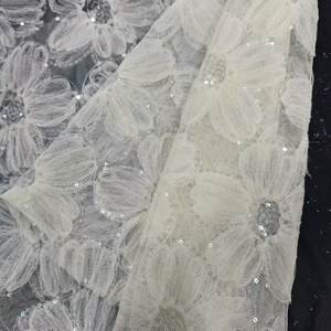 ผ้าโปร่งปักลายเลื่อมทำจากโพลีเอสเตอร์3มิติสำหรับชุดแต่งงานดอกไม้ผ้าโปร่งสำหรับงานแต่งงาน - Product Image 5