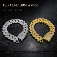 Bracelet cubain personnalisé de haute qualité avec baguettes de zirconium cubique, bijoux hip-hop personnalisés en moissanite, laiton plaqué or 14 carats, fabrication sous marque privée