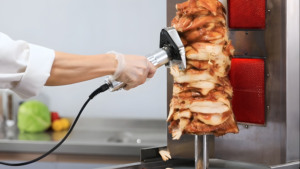 GOOPIKK 80w Coupe-viande électrique commercial professionnel pour gyros, shawarma et doner kebab avec 2 lames en acier inoxydable - Product Image 2
