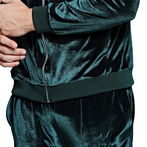 Women's Green <b>Velvet</b> Tracksuit Set Zip Up Hooded Jacket And <b>Jogger</b> Pants Leisurewear Tracksuits - Product Image 4