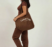 Sacs fourre-tout en toile de coton surdimensionnés avec logo personnalisé, réutilisables, durables, pour le week-end, les courses, le sport et le yoga