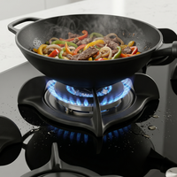 Cuisinière à gaz et à induction électrique 5 brûleurs en verre trempé noir pour appareils électroménagers