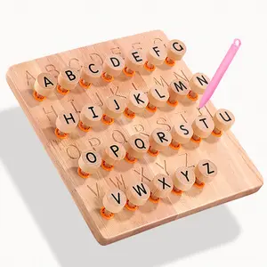 עץ ילדים למידה כפול צדדי מכתב התאמת עץ מעקב לוח אלפבית קוגניטיבית מונטסורי חינוכי צעצועי עץ