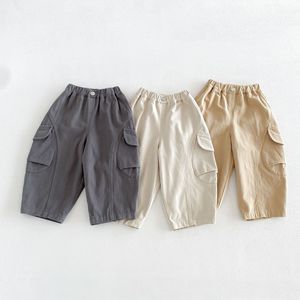 Nuovi <span class=keywords><strong>Pantaloni</strong></span> <span class=keywords><strong>Cargo</strong></span> Monocolore Autunno 2026 per Bambini, Stile Coreano, Casual con Grandi Tasche - Product Image 1