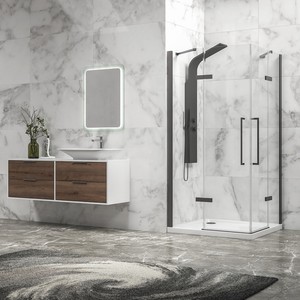 Box Doccia Moderno Senza Telaio Kamalu 80x90 Colore Canna di Fucile con Porta Scorrevole o a Battente KT1000GM per Camera da Letto Bagno Esterno - Product Image 2