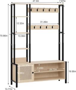 Usine multi-fonctionnel Hall arbre <span class=keywords><strong>banc</strong></span> stockage de chaussures et 9 crochets entrée <span class=keywords><strong>porte</strong></span>-<span class=keywords><strong>manteau</strong></span> tissé à la main rotin <span class=keywords><strong>porte</strong></span> armoire à chaussures - Product Image 5