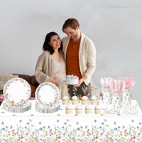 Lot de 3 nappes florales de printemps, nappes en plastique à motifs de fleurs sauvages et de papillons pour anniversaire, mariage, décorations de fête à thème floral
