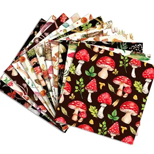 WW083 Vintage Mushrooms Pattern Scrapbook Paper Double-Sided DIY Craft Paper For Gift Wrapping Album Decor