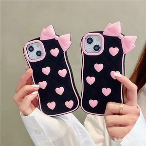 Cover Protettiva Antiurto per iPhone 8 XS 11, Stile Ragazza Cartoon Carina 3D Stereoscopica in Silicone Rosa con Fiocco, dalla Fabbrica BAILI - Product Image 1
