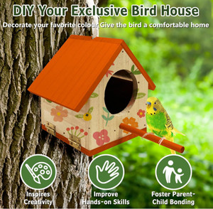 Casa para Pájaros <span class=keywords><strong>de</strong></span> <span class=keywords><strong>Madera</strong></span> Rectangular, Hecha a Mano, Decorativa para Jardín o Patio, para Robin, Periquito, Golondrina, Gorrión - Product Image 4