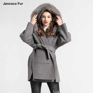 <span class=keywords><strong>Cappotto</strong></span> di lusso all'ingrosso della lana delle donne del <span class=keywords><strong>cappotto</strong></span> <span class=keywords><strong>con</strong></span> cappuccio della <span class=keywords><strong>pelliccia</strong></span> del cachemire della doppia faccia calda di inverno <span class=keywords><strong>con</strong></span> il collo di <span class=keywords><strong>pelliccia</strong></span> della volpe - Product Image 2