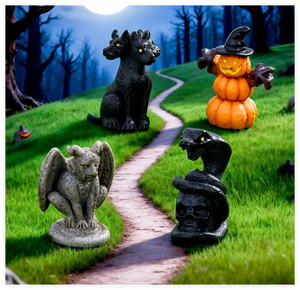 Mini DIY artesanías de resina de Halloween estatuilla de pájaro Castillo de la muerte y fantasma Micro paisaje jardín figuras horribles estilo en miniatura - Product Image 4