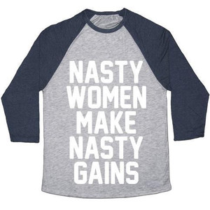Nasty Women Makes Nasty Gains Unisex Tri-Blend <b>Baseball</b> <b>Tee</b> - Product Image 4
