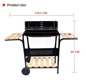 Parabrisas portátil para picnic, parrilla de barbacoa Rectangular, parrilla de barbacoa de carbón Simple con mesa de madera inferior - Product Image 3