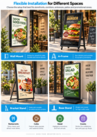 Panneau de menu numérique extérieur visible en plein soleil, stimulez vos ventes de restaurant, signalétique numérique pour la promotion des restaurants