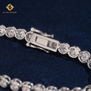 Bracelets de tennis de luxe unisexes ZUANFA JEWELRY en moissanite, argent 925 plaqué or 18 carats, taille brillant rond 4MM, sertissage clos - Product Image 2