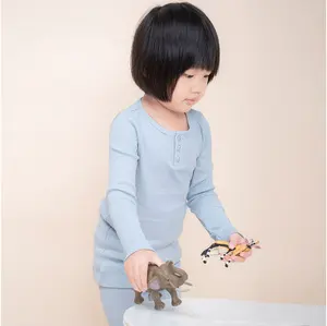 基本素色基本纯色莫代尔棉婴儿儿童婴儿学步春季长袖t恤上衣