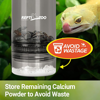 REPTI ZOO Distributeur de poudre de calcium pour reptiles avec logo personnalisé, mélangeur et agitateur en acrylique avec couvercle à verrouillage rotatif pour dragon barbu, gecko, lézard