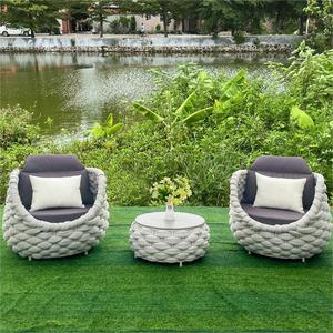 Moderno lusso con struttura in alluminio Patio giardino divano sedia impermeabile tessuto mobili da esterno con vite terminale - Product Image 3