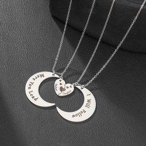 Collar para madre e hija, colgante de corazón y luna, cadena plateada, regalo para mamá e hija, conjunto de joyería a juego - Product Image 2