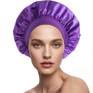 Serviette à cheveux double couche en satin <span class=keywords><strong>de</strong></span> soie grande taille pour femme, avec logo personnalisé, <span class=keywords><strong>bandeau</strong></span> très élastique, <span class=keywords><strong>bonnet</strong></span> <span class=keywords><strong>de</strong></span> nuit et <span class=keywords><strong>de</strong></span> <span class=keywords><strong>bain</strong></span> pour un confort optimal - Product Image 3