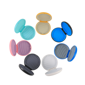 Estuche redondo para retenedores <span class=keywords><strong>dentales</strong></span> con almohadilla de silicona, caja para guardar dentaduras postizas, <span class=keywords><strong>precio</strong></span> al por mayor, color personalizado - Product Image 2