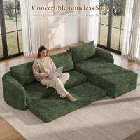 Canapé modulaire sans structure avec accoudoirs incurvés, convertible 6-en-1, canapé-lit pliant en chenille pour salon