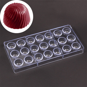 Policarbonato 21 tazas Chocolate bomba molde espiral bala Chocolate <span class=keywords><strong>Bon</strong></span> molde inyección PC plástico sólido gelatina caramelo DIY moldes - Product Image 6