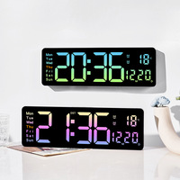 Réveil électronique LED, alimenté par USB, grand écran, montable au mur, multifonctionnel, compte à rebours, thermomètre, ABS lumineux