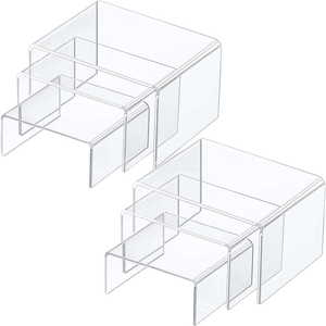 Rak <span class=keywords><strong>Display</strong></span> Akrilik Transparan Modern Tebal 3mm Bentuk U Portabel untuk Koleksi Perhiasan, Makanan Penutup, dan Barang Kecil untuk Meja - Product Image 1