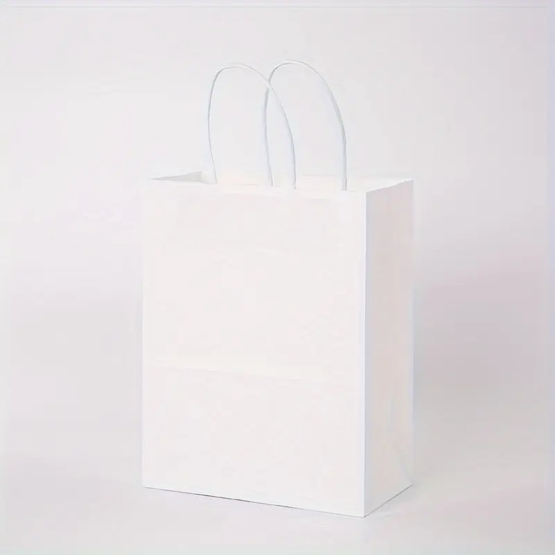 Bolsa de papel de compras Kraft blanca impresa personalizada con manejo