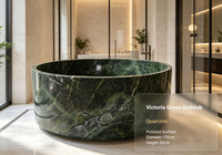Baignoire en quartzite vert naturel poli de luxe FANCY STONE Victoria Green pour salle de bain moderne, hôtel et villa haut de gamme