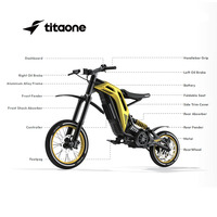 Moto tout-terrain Titaone 60KM, vitesse maximale de 50 km/h, scooter de motocross pliable de 18 pouces, batterie 48V 25Ah, couple maximal de 165 N.m
