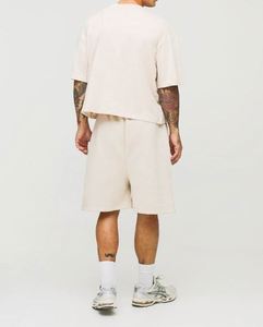 เสื้อยืดทรงบ็อกซี่โอเวอร์ไซส์ผ้าคอตตอน 100% พร้อมกางเกงขาสั้นทรงดรอปครอช ชุดเซ็ตแทรคสูทสำหรับผู้ชาย - Product Image 2