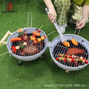 เตาถ่านทรงกลม Hongyi สำหรับ 3-5 คน พกพาสะดวก พับเก็บได้ พร้อมฝาปิดและขาตั้ง - Product Image 4