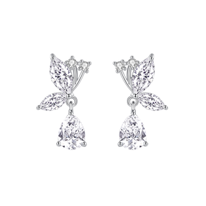 أقراط متدلية على شكل فراشة من سبيكة النحاس المطلية بالذهب عيار 14 قيراط مع زركونيا مكعب للنساء، مناسبة للذكرى السنوية والزفاف - Product Image 1