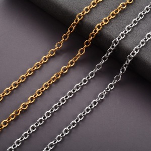 Collier classique en acier inoxydable, chaîne à maillons Rolo pour femmes et hommes, collier simple en <span class=keywords><strong>argent</strong></span> et or, bijoux en métal - Product Image 1