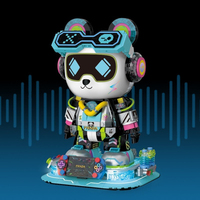 Blocs de construction Panda, jouet de construction mécanique Panda, modèle de robot de style technologique avec base lumineuse pour la décoration de la salle de jeux